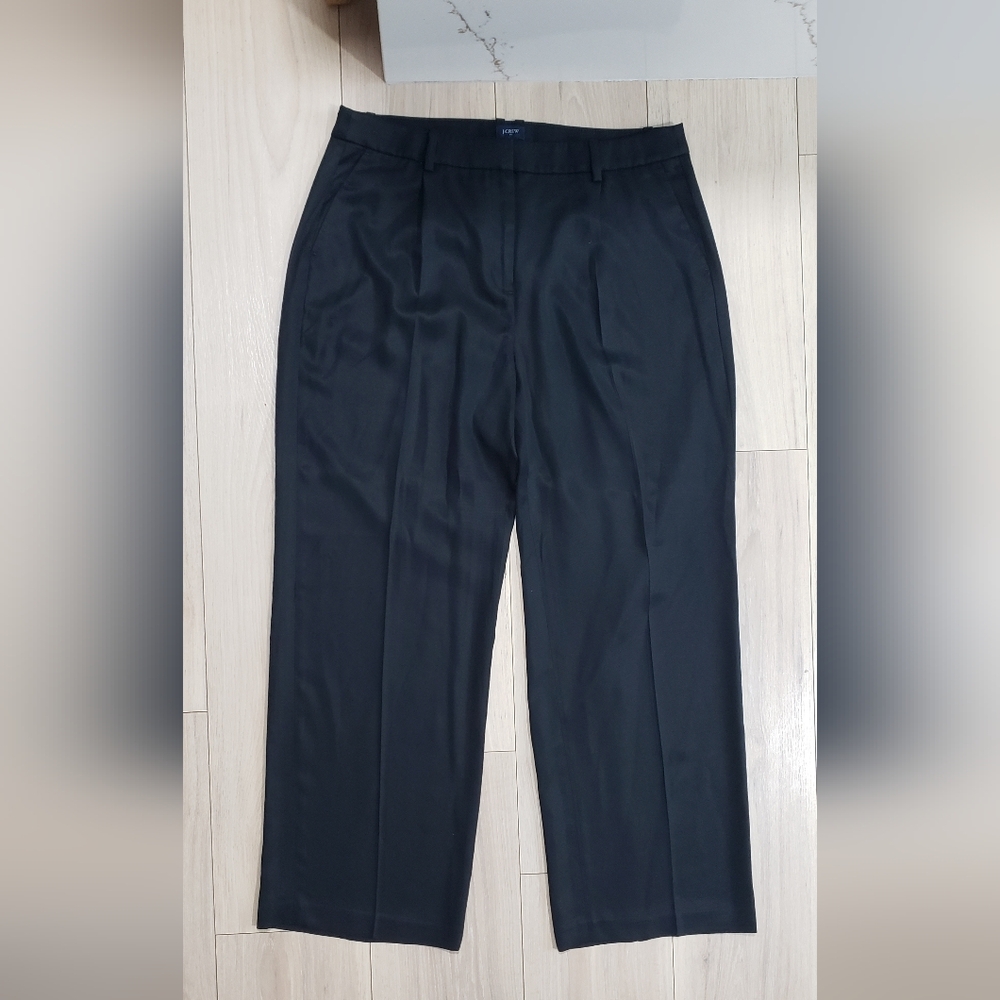 J.Crew Remy Wide Leg Cropped Pant Womens 14 Black Dress Office Career Trouser